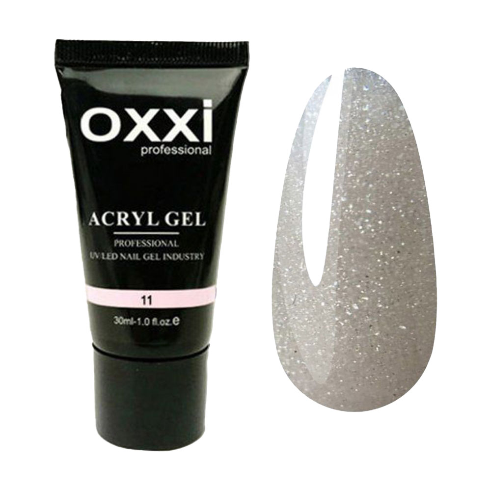 Акрил-гель для нігтів Oxxi Professional Acryl Gel 11 Світло-рожевий мікроблиск, 30 мл