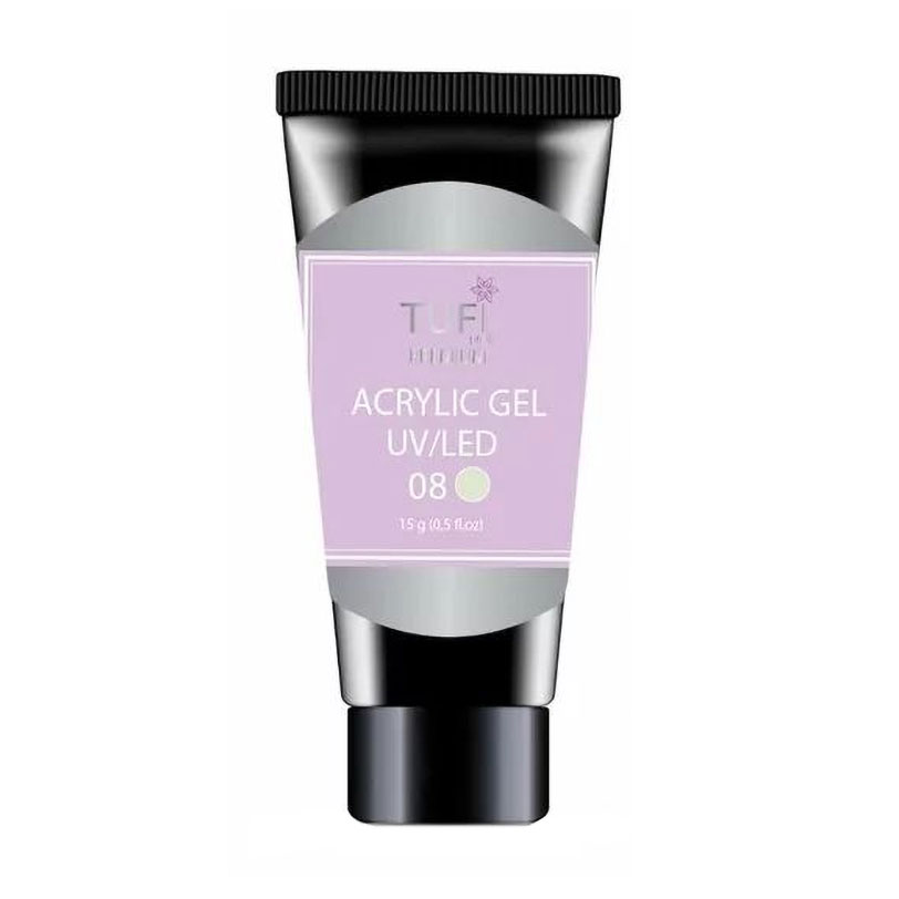 Акрил-гель для нігтів Tufi Profi Premium Acrylic Gel UV/LED, 08 Пташине молоко, 15 г