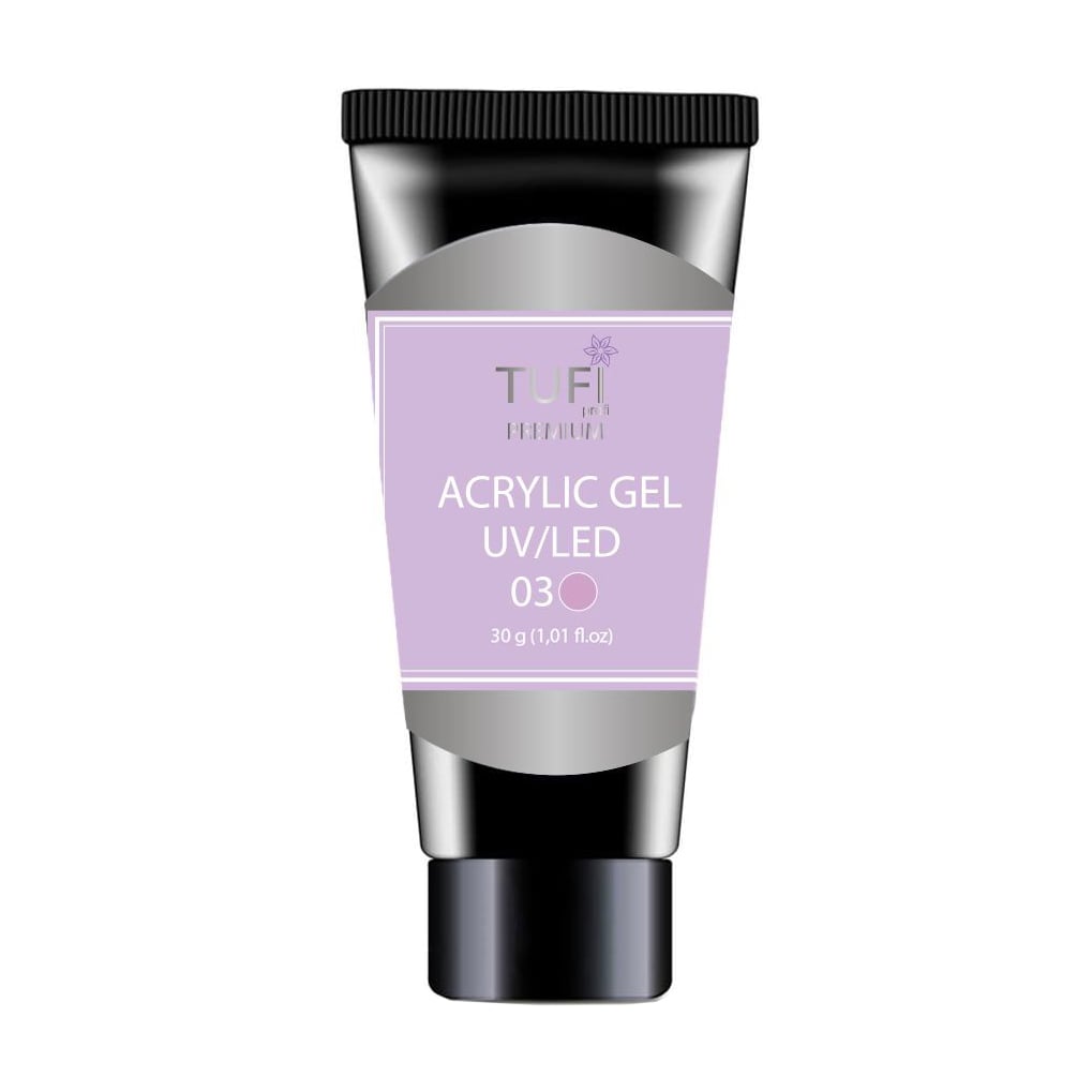 Акрил-гель для нігтів Tufi Profi Premium Acrylic Gel UV/LED, 03 Рожевий світанок, 30 г