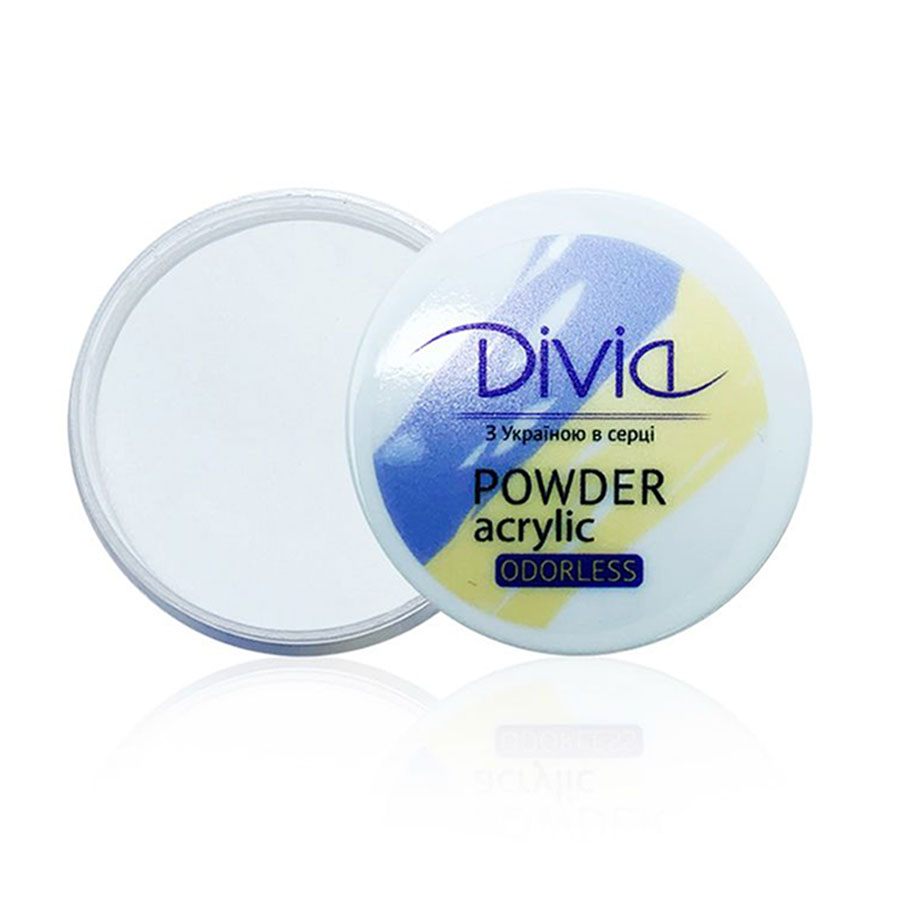 Акрилова пудра для нігтів Divia Acrylic Powder Odorless без запаху, AO01 Clear, 8 г