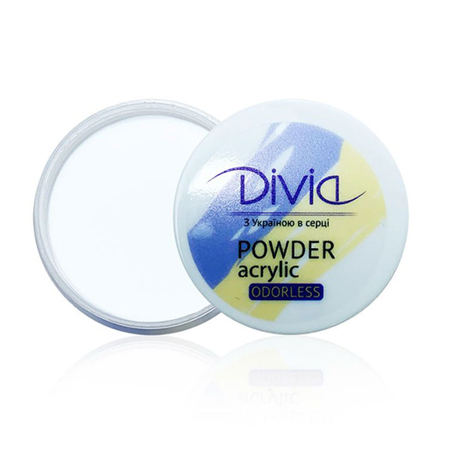 Акрилова пудра для нігтів Divia Acrylic Powder Odorless без запаху, AO04 White, 8 г