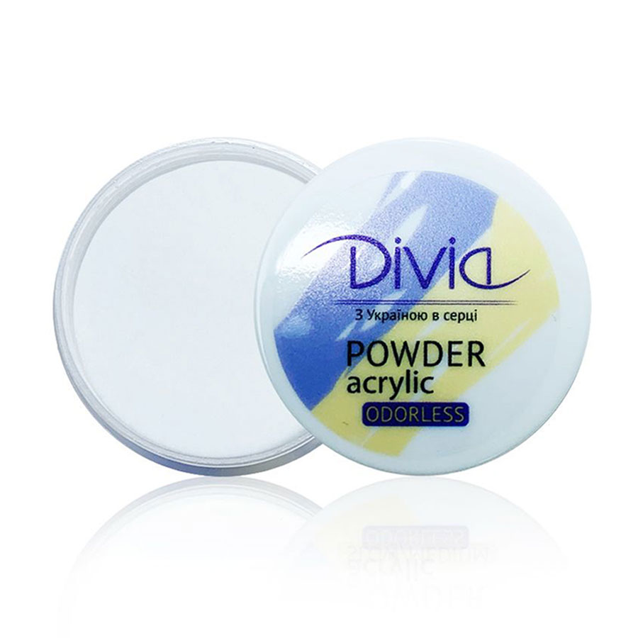 Акрилова пудра для нігтів Divia Acrylic Powder Odorless без запаху, AO11 Clear, 18 г