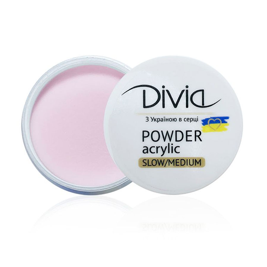 Акрилова пудра для нігтів Divia Acrylic Powder Slow/Medium, AS06 Dramatic Pink, 8 г (Di1806)