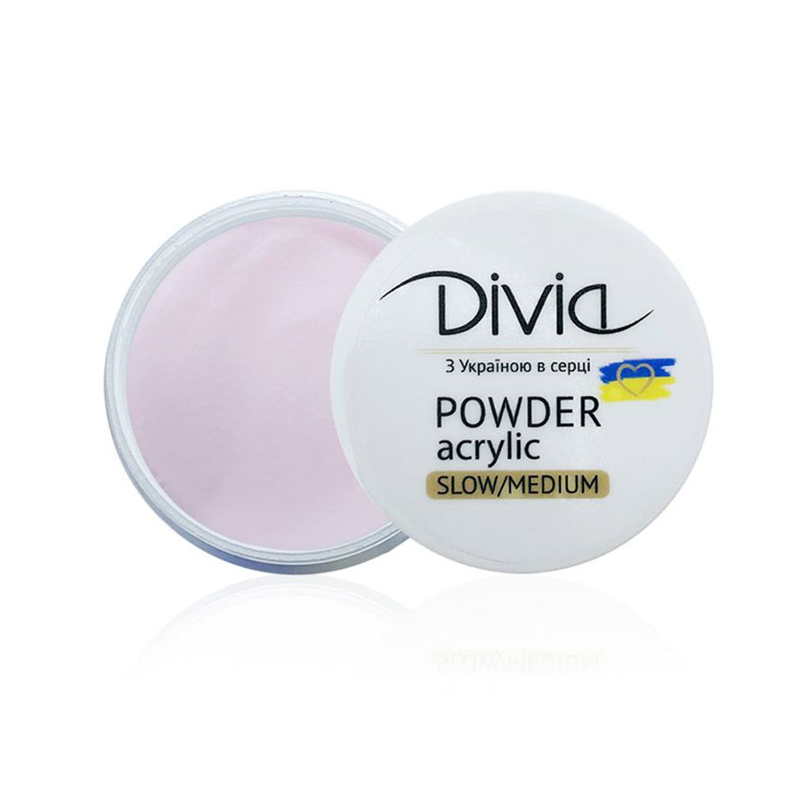 Акрилова пудра для нігтів Divia Acrylic Powder Slow/Medium, AS07 True Pink, 8 г (Di1806)