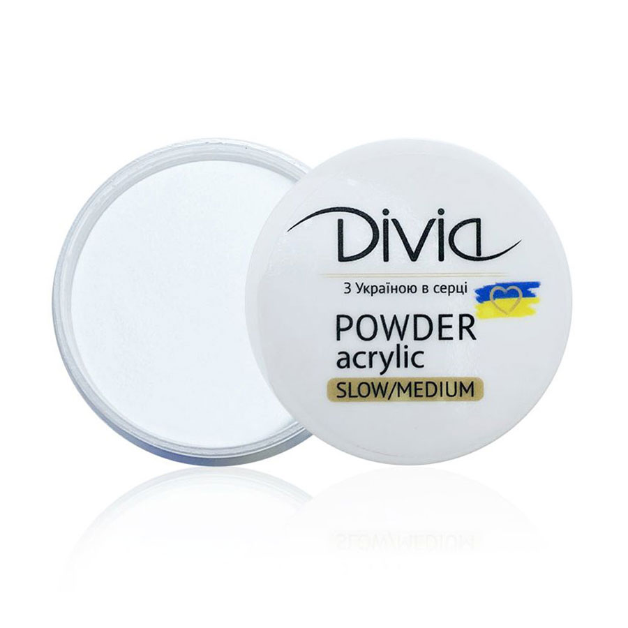 Акрилова пудра для нігтів Divia Acrylic Powder Slow/Medium, AS15 Super White, 18 г (Di1807)