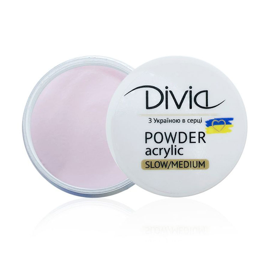 Акрилова пудра для нігтів Divia Acrylic Powder Slow/Medium, AS17 True Pink, 18 г (Di1807)