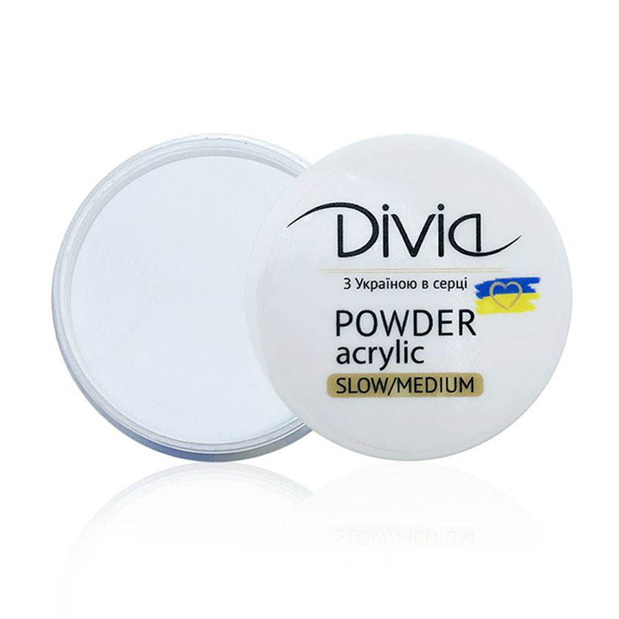Акрилова пудра для нігтів Divia Acrylic Powder Slow/Medium, AS21 Clear, 32 г (Di1808)