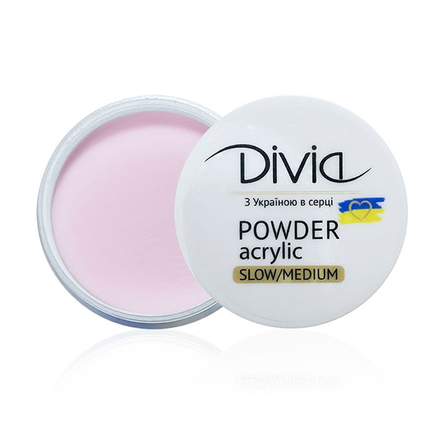 Акрилова пудра для нігтів Divia Acrylic Powder Slow/Medium, AS26 Dramatic Pink, 32 г (Di1808)