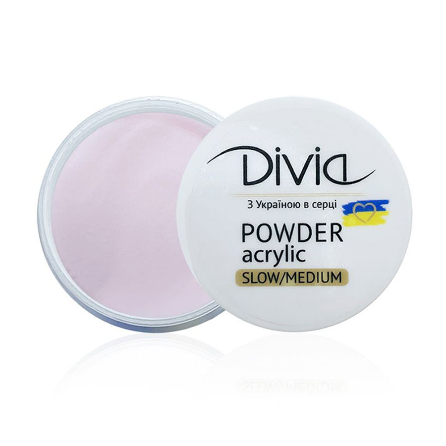 Акрилова пудра для нігтів Divia Acrylic Powder Slow/Medium, AS27 True Pink, 32 г (Di1808)