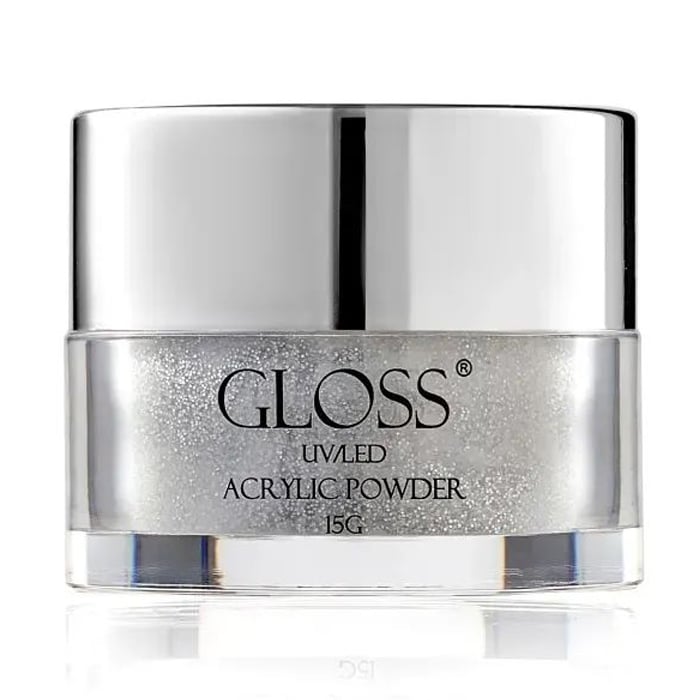 Акрилова пудра для нігтів Gloss UV/LED Acrylic Powder 014 Сірий з срібним мікроблиском, 15 г