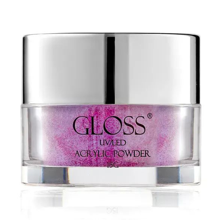 Акрилова пудра для нігтів Gloss UV/LED Acrylic Powder 024 Світло-ліловий з рожевим мікроблиском, 15 г