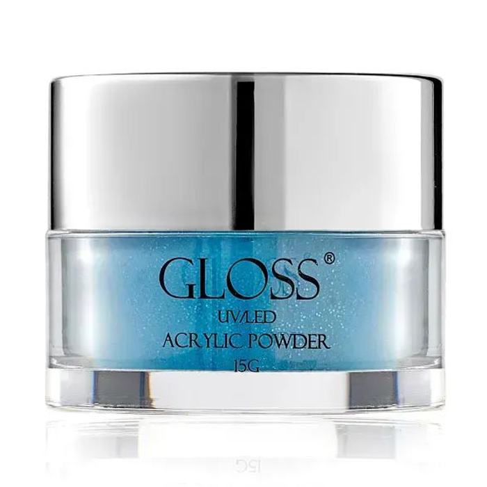 Акрилова пудра для нігтів Gloss UV/LED Acrylic Powder 025 Блакитний з мікроблиском, 15 г