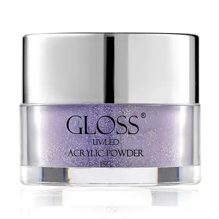 Акрилова пудра для нігтів Gloss UV/LED Acrylic Powder 028 Фіолетовий з галографічним мікроблиском, 15 г