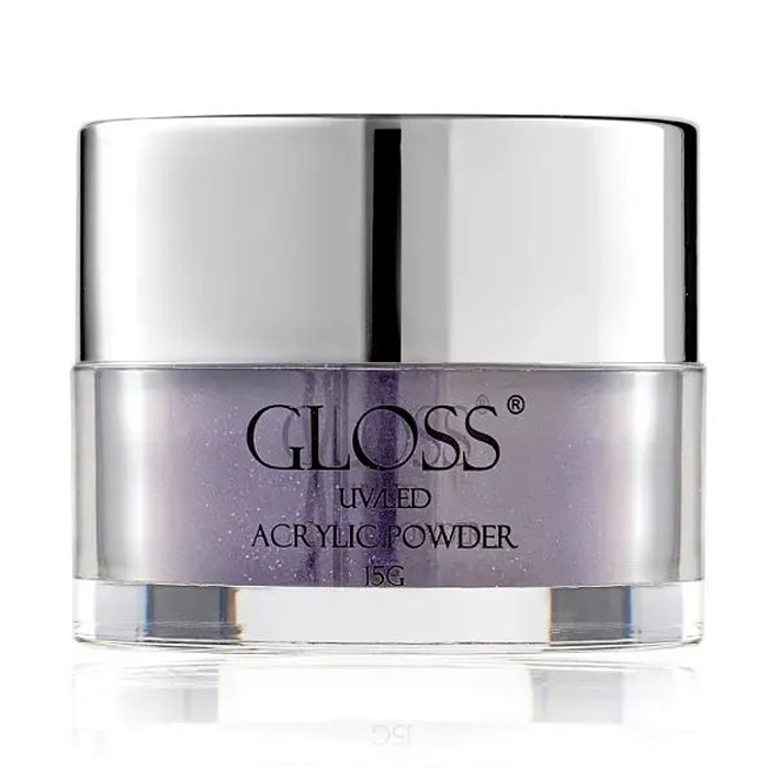 Акрилова пудра для нігтів Gloss UV/LED Acrylic Powder 029 Лавандовий з фіолетовими блискітками, 15 г