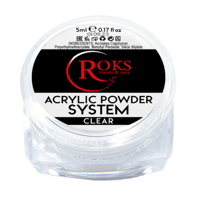 Акрилова пудра для нігтів Roks Acrylic Powder System, Clear, 5 мл