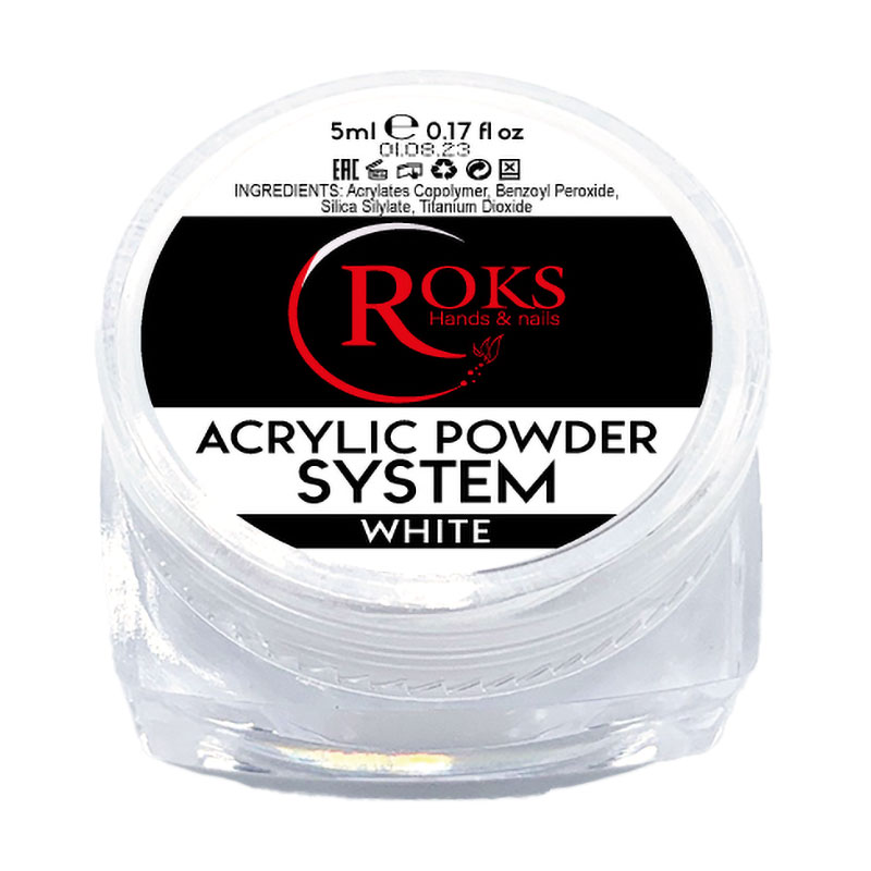 Акрилова пудра для нігтів Roks Acrylic Powder System, White, 5 мл