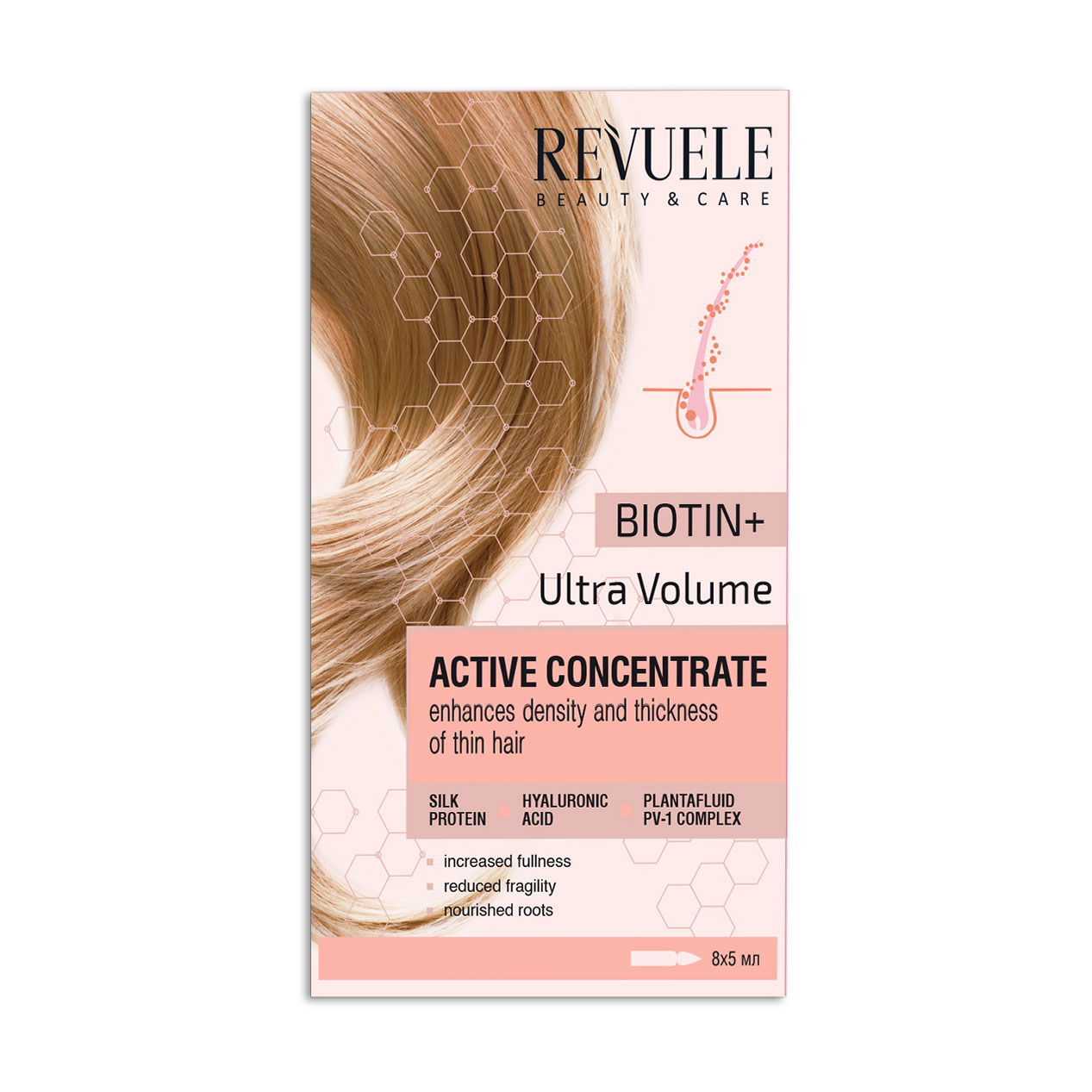 Активатор для зростання волосся Revuele Active Concentrate Ультра об'єм, для тонкого волосся, 8*5 мл