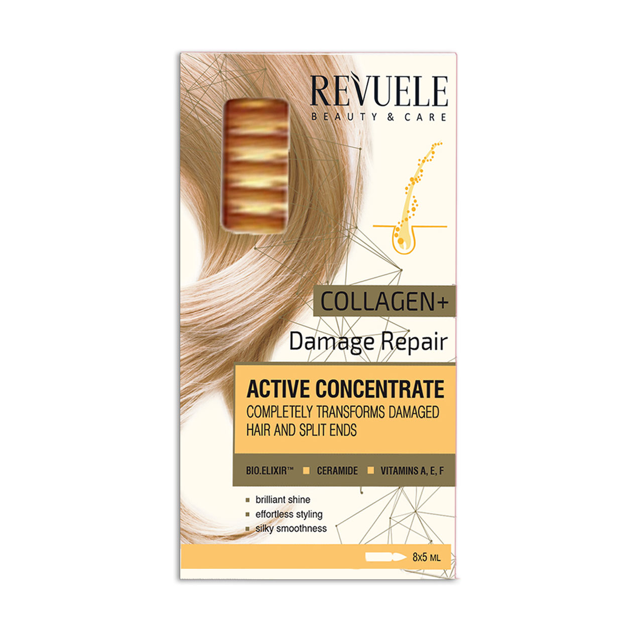 Активатор для зростання волосся Revuele Active Concentrate Відновлення пошкоджень, для пошкодженого волосся і посічених кінчиків, 8*5 мл