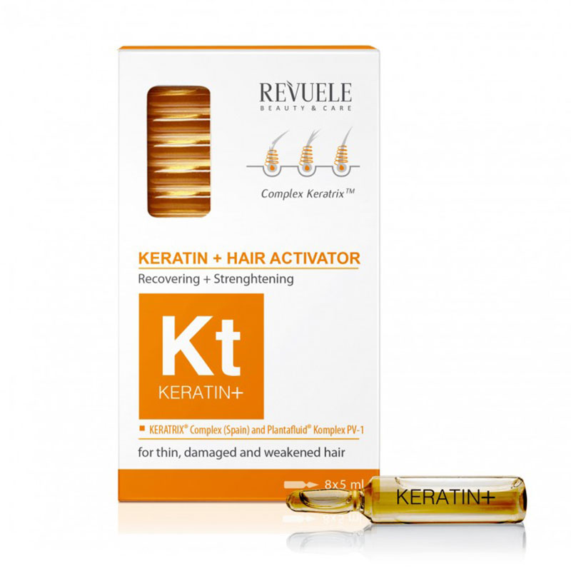 Активатор для зростання волосся Revuele Keratin+ Hair Activator для тонкого, пошкодженого та ослабленого волосся, 8*5 мл