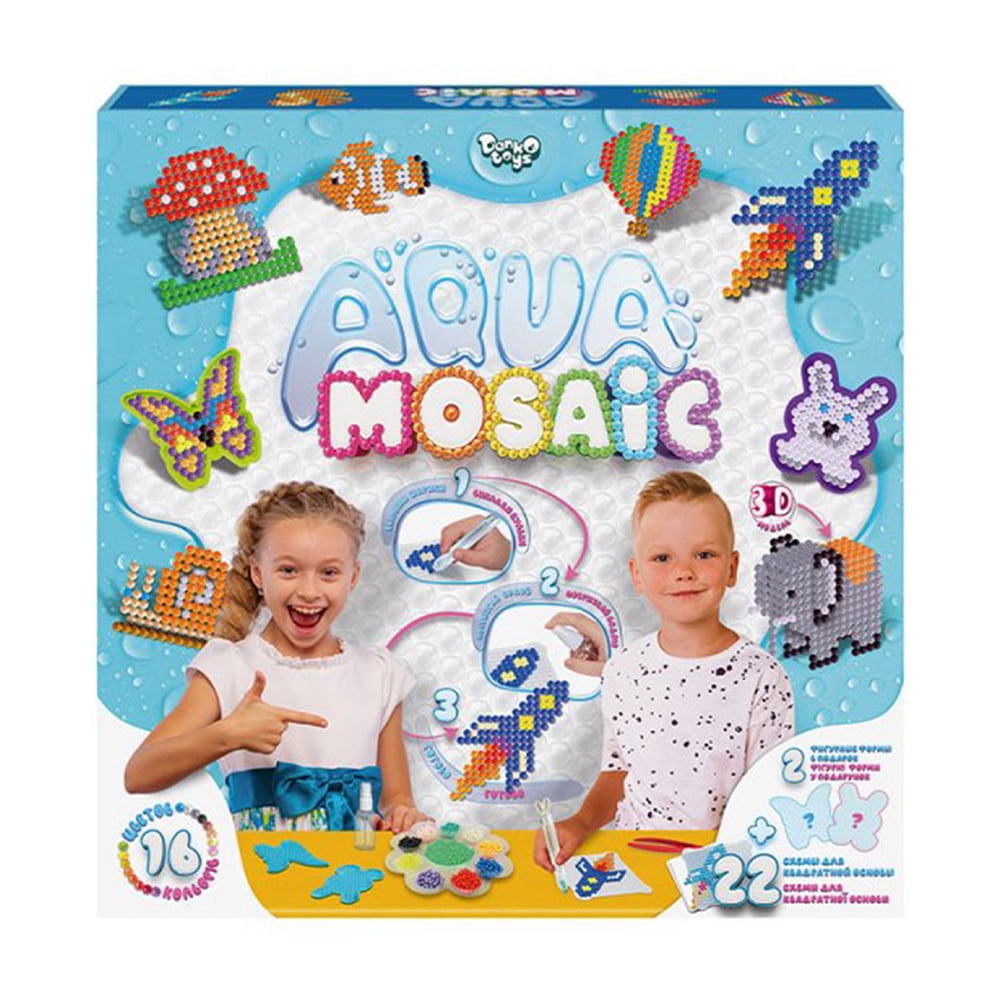 Аквамозаїка Danko Toys Aqua Mosaic Креативна творчість, середній набір, 25*25*4 см, від 5 років (AM-01-02)