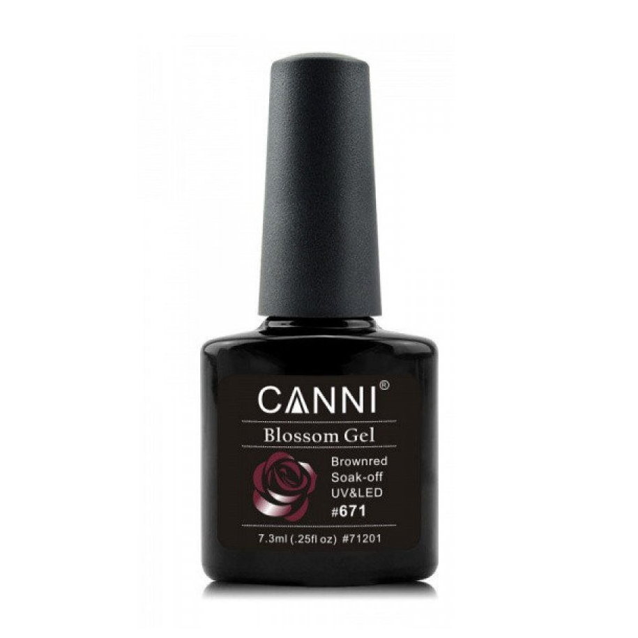 Акварельний гель-лак для нігтів Canni Blossom Gel 671 Червоно-коричневий, 7.3 мл