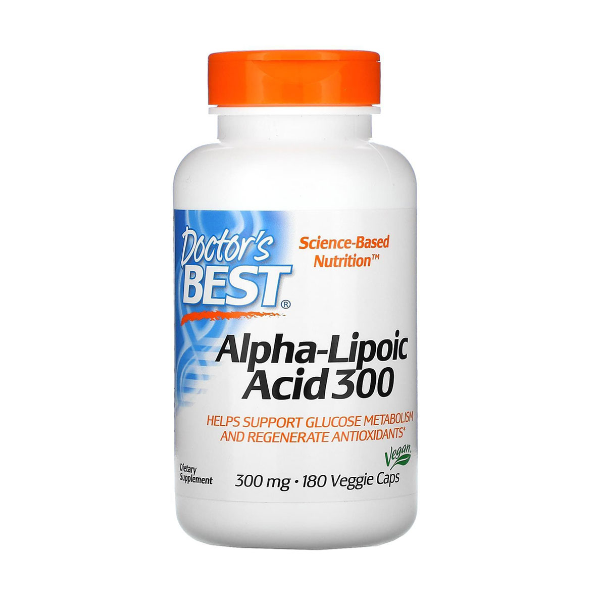 Альфа-ліпоєва кислота Doctor's Best Alpha-Lipoic Acid 300 мг, 180 рослинних капсул