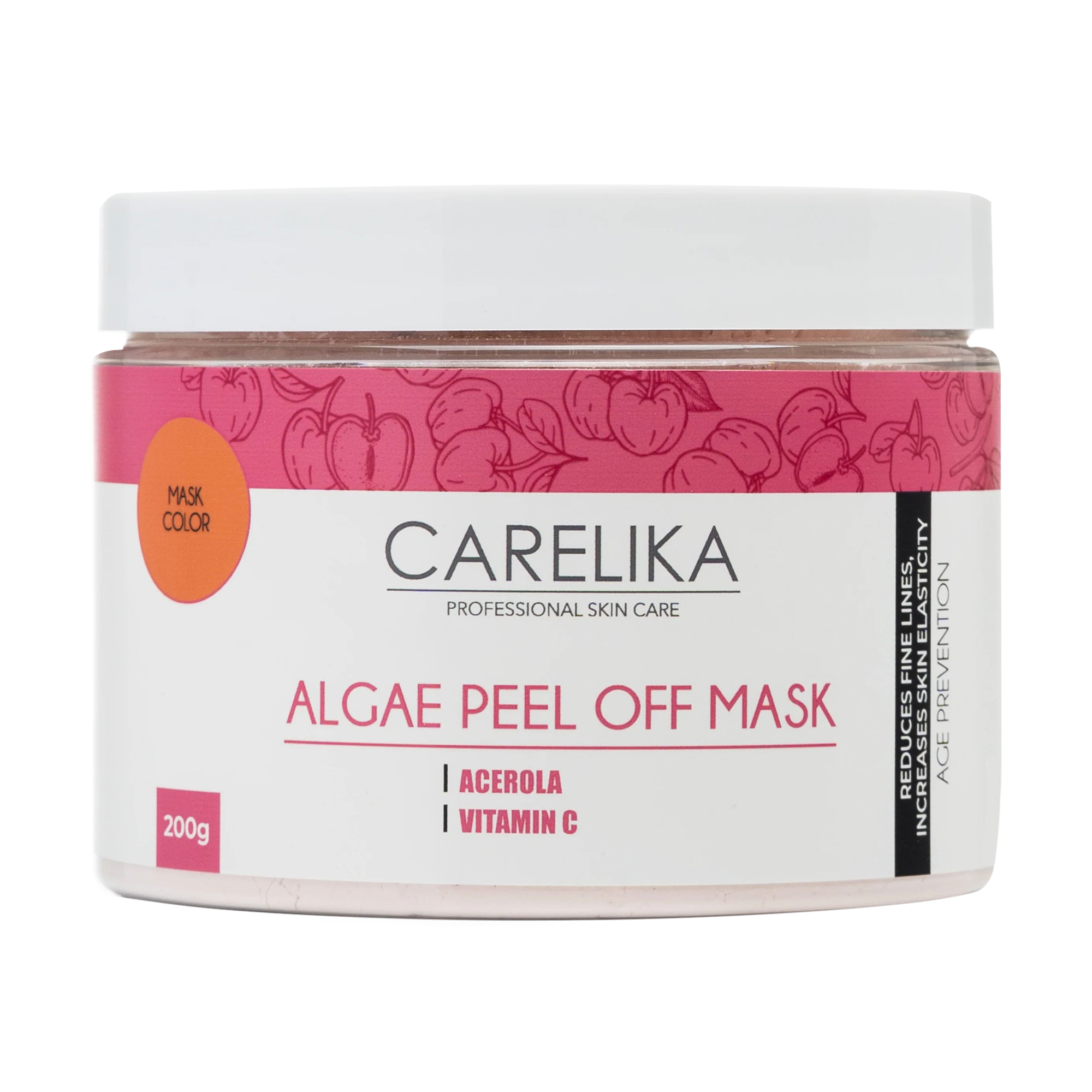 Альгінатна маска для обличчя Carelika Algae Peel Off Mask Acerola на основі водоростей з екстрактом ацероли, 200 г