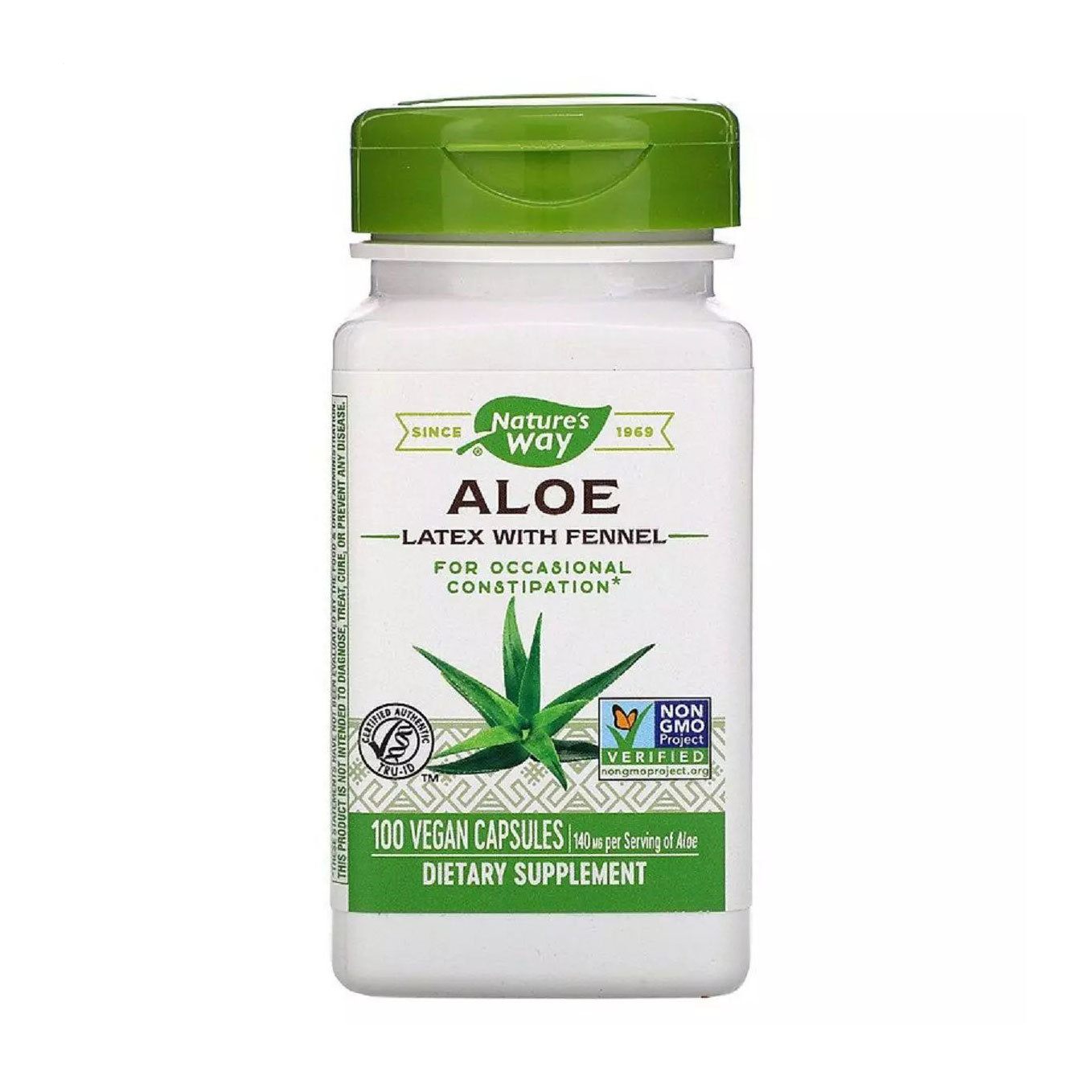 Алое Вера з фенхелем Nature's Way Aloe Latex with Fennel, 100 капсул