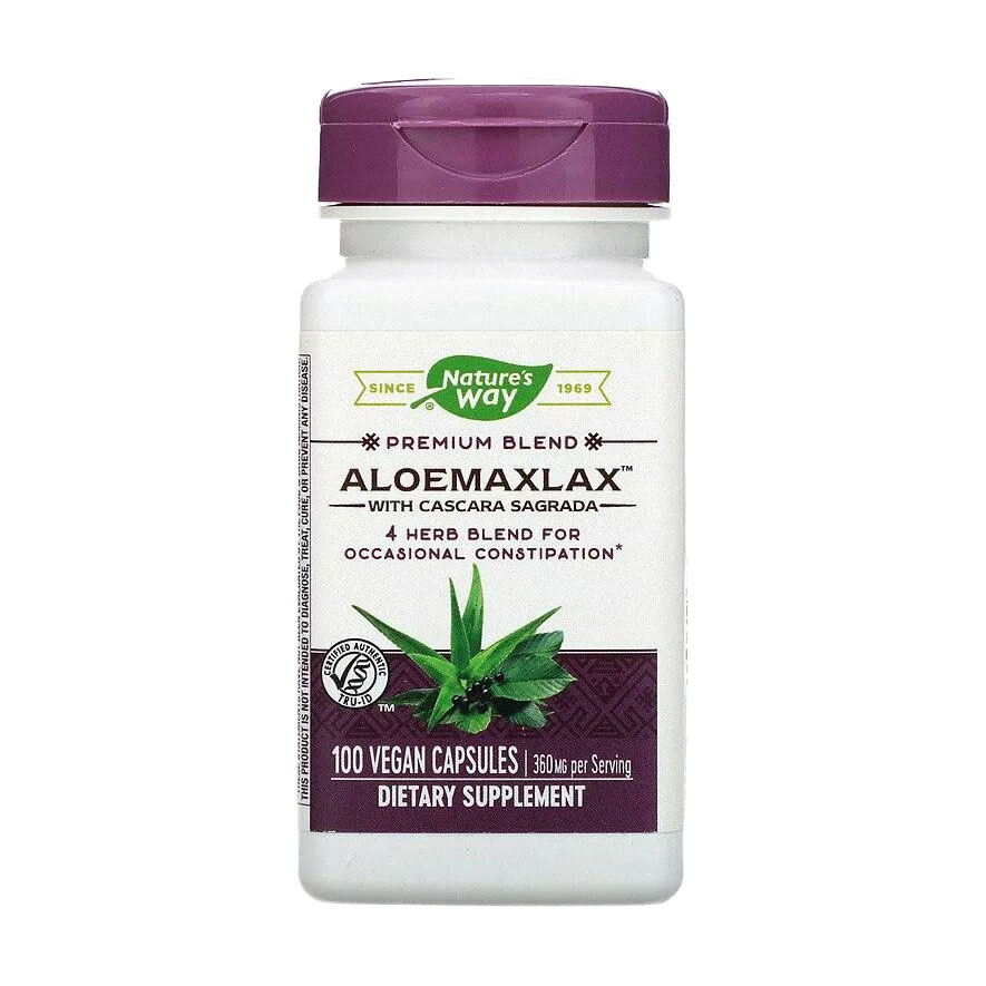 Алое з каскара саграда Nature's Way AloeMaxLax With Cascara Sagrada 360 мг, 100 веганських капсул