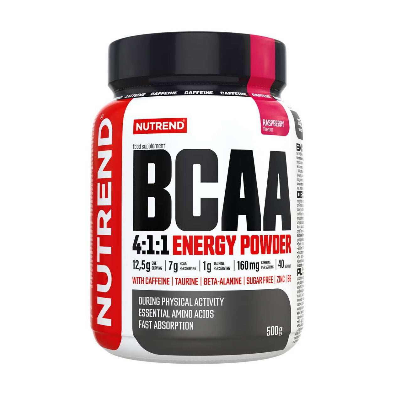 Амінокислота в порошку Nutrend BCAA 4:1:1 Energy Powder Малина, 500 г