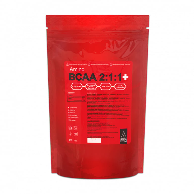 Амінокислотний комплекс AB PRO Amino BCAA 2:1:1+ Полуниця, в порошку, 400 г