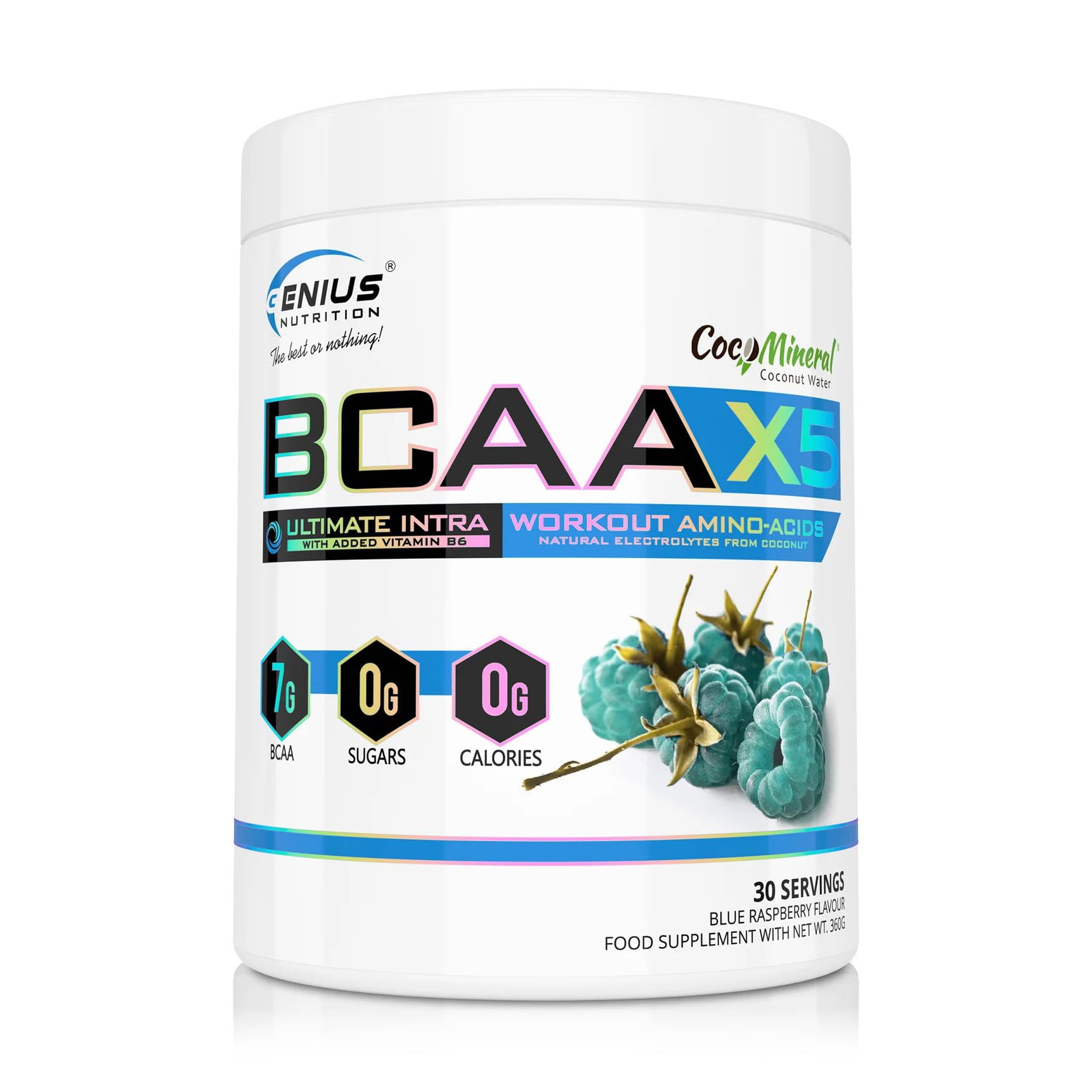 Амінокислоти Genius Nutrition BCAA X5 Блакитна малина, в порошку, 360 г