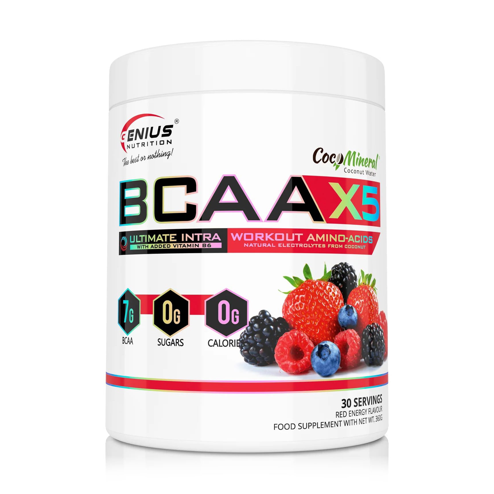 Амінокислоти Genius Nutrition BCAA X5 Red Energy, в порошку, 360 г