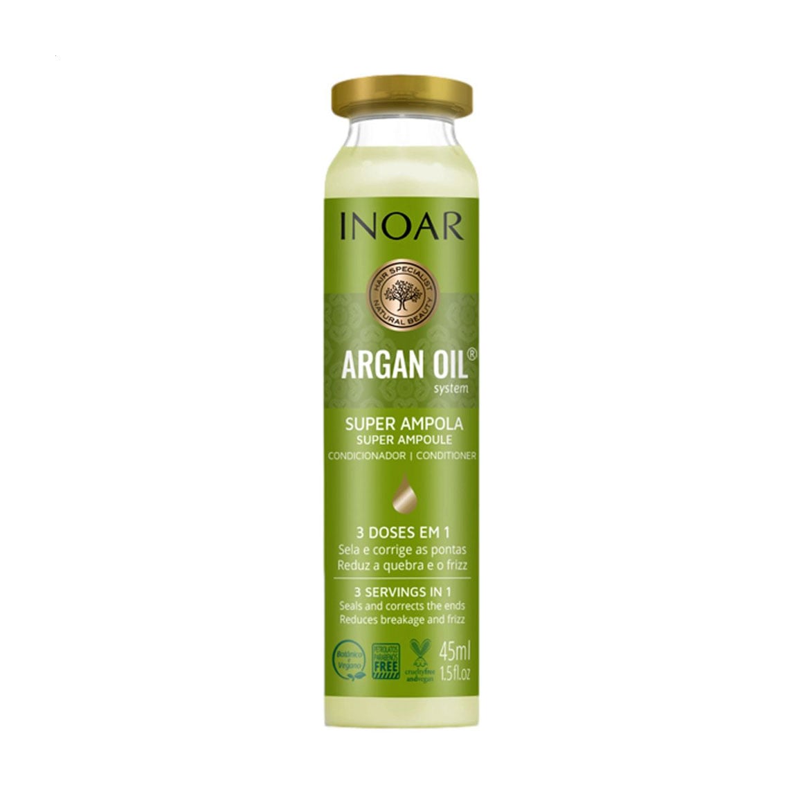 Ампула-інтенсив для відновлення та блиску волосся Inoar Argan Oil Ampola, 45 мл