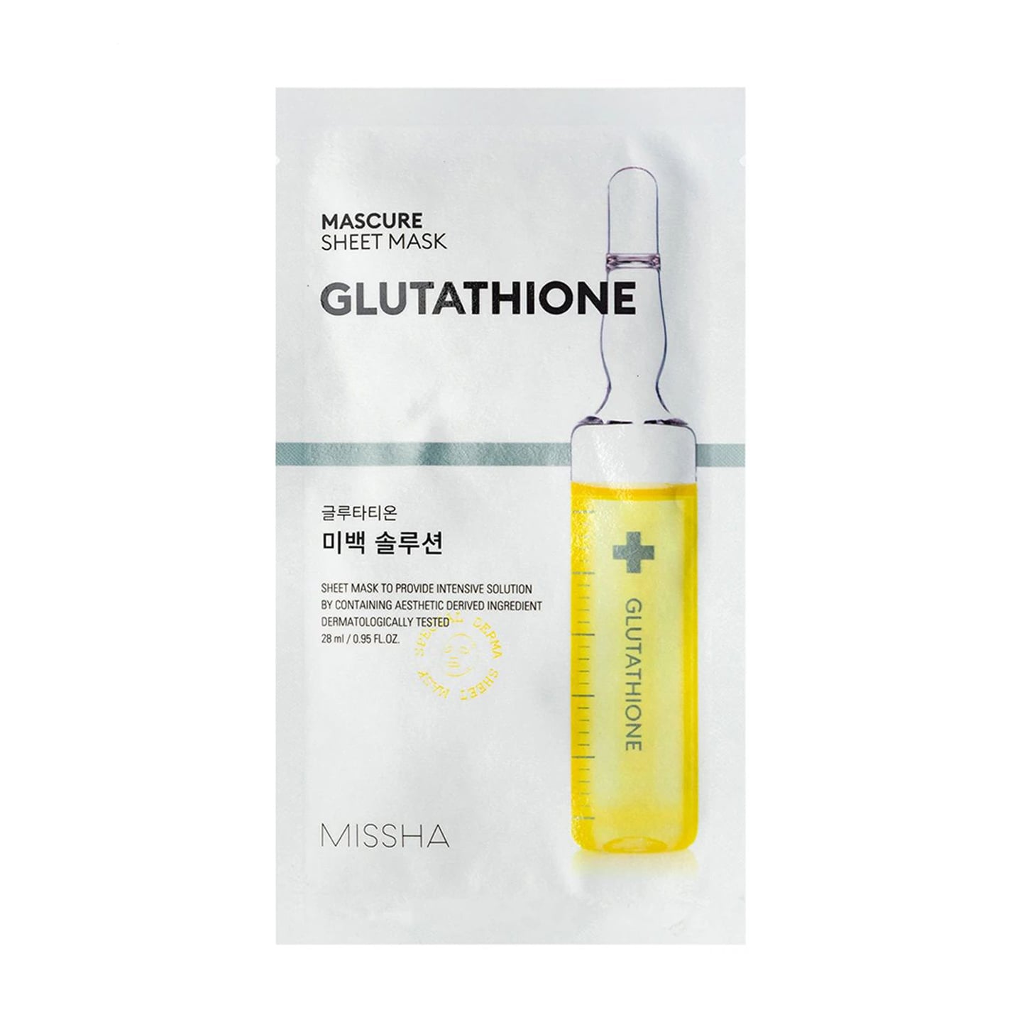 Ампульна маска для обличчя Missha Mascure Whitening Sheet Mask з глутатіоном, 28 мл