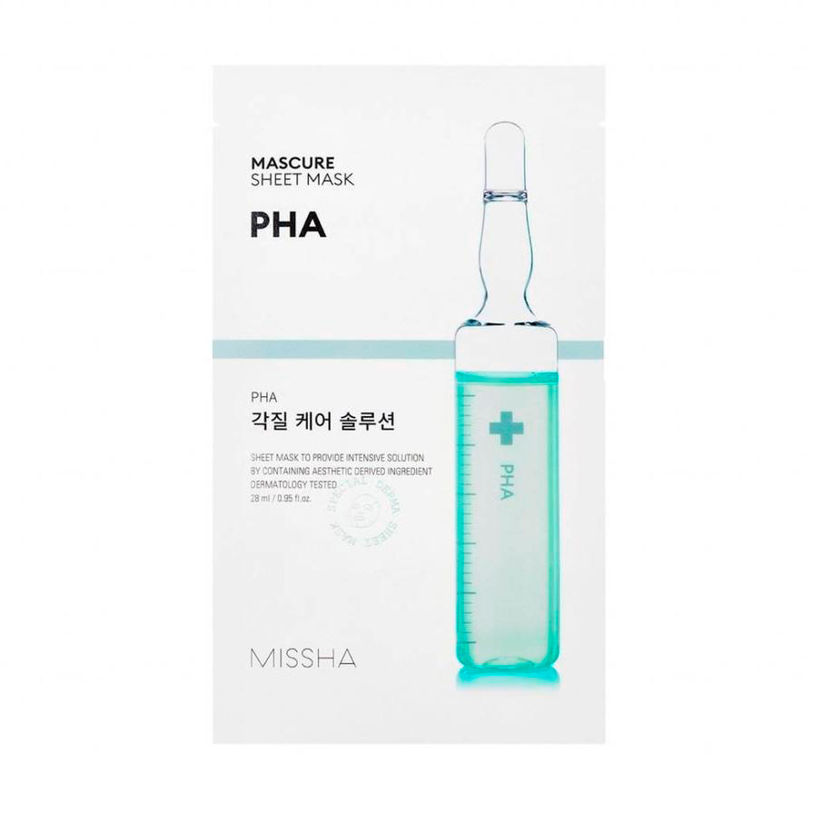 Ампульна пілінг-маска для обличчя Missha Mascure Sheet Mask з PHA-кислотами, 28 мл