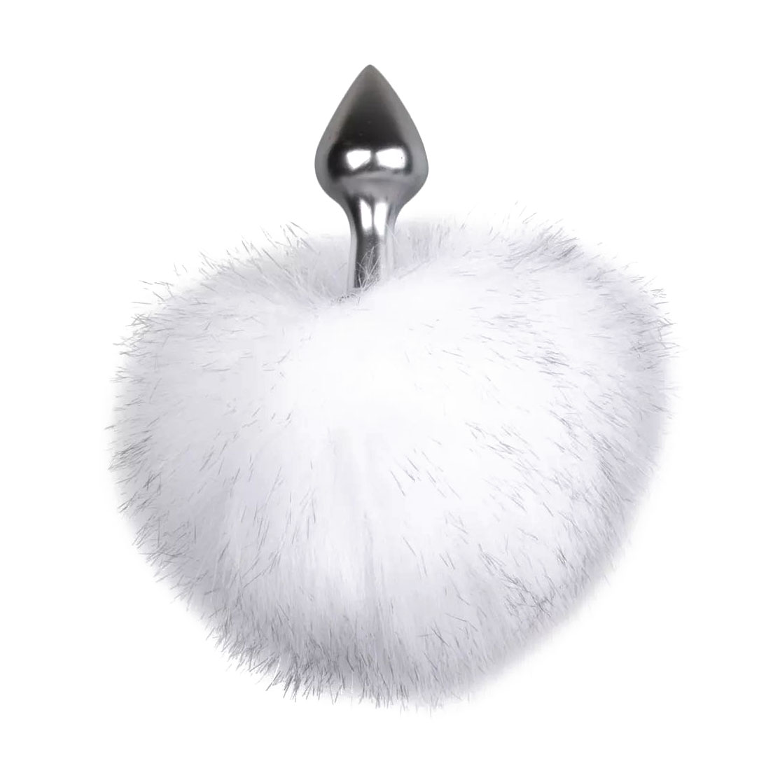 Анальна пробка EasyToys Bunny Tail Plug срібляста з білим хвостиком, 1 шт