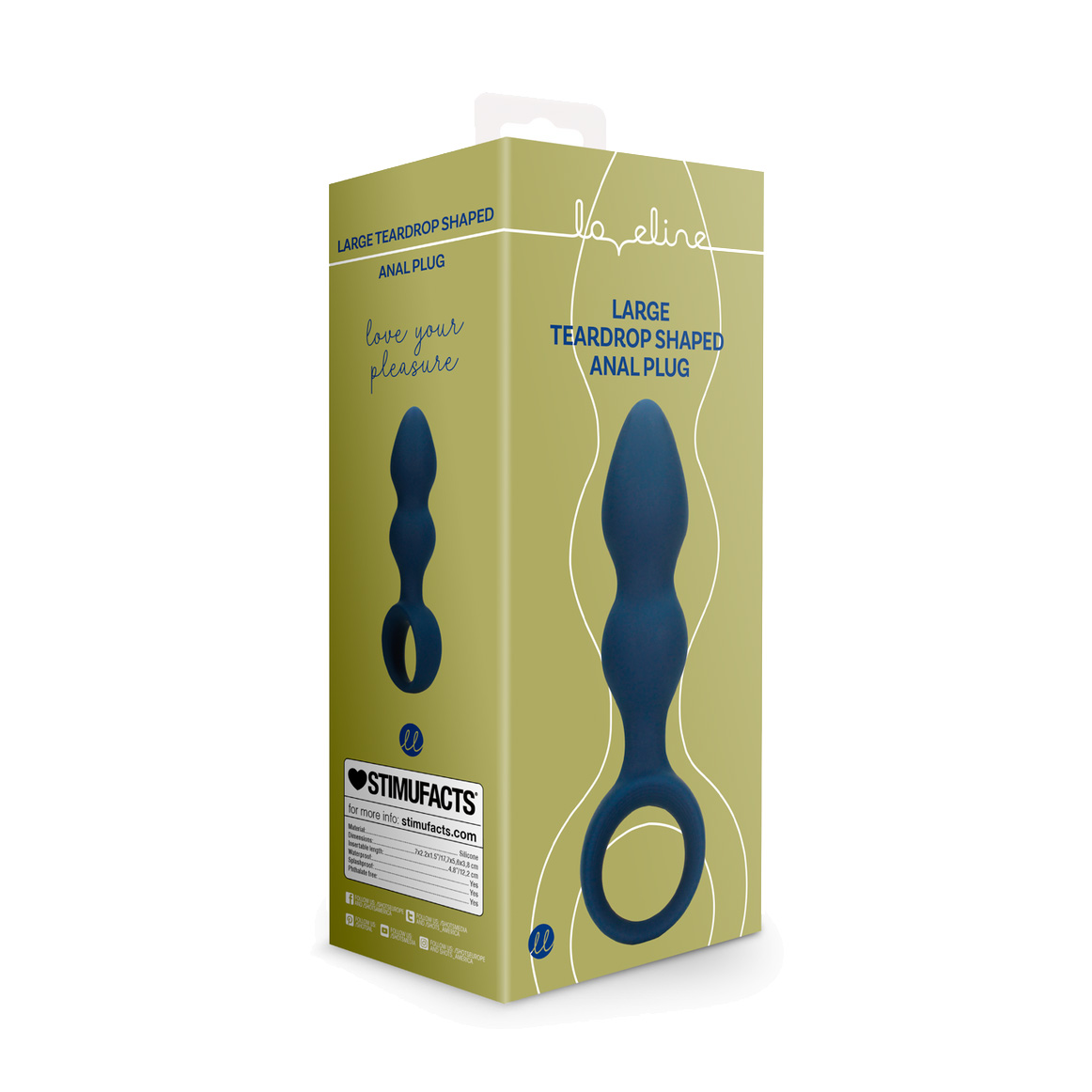 Анальна пробка Loveline Large Teardrop Shaped Anal Plug синя, 1 шт