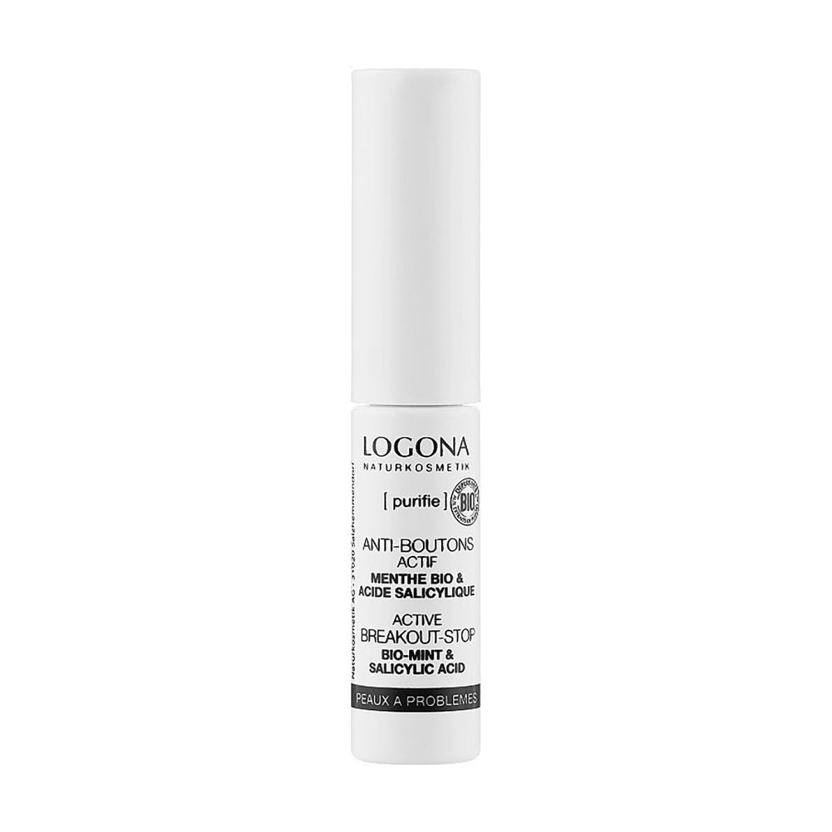 Антибактеріальний біозасіб для обличчя Logona SOS Boutons Active Spot Cream М'ята та саліцилова кислота з кори верби, 6 мл