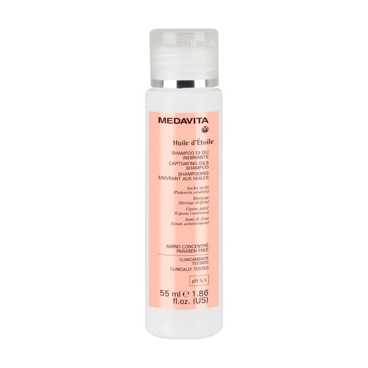 Антиоксидантний шампунь Medavita Huile D'Etoile Captivating Oils Shampoo для сяйва та шовковистості волосся, 55 мл