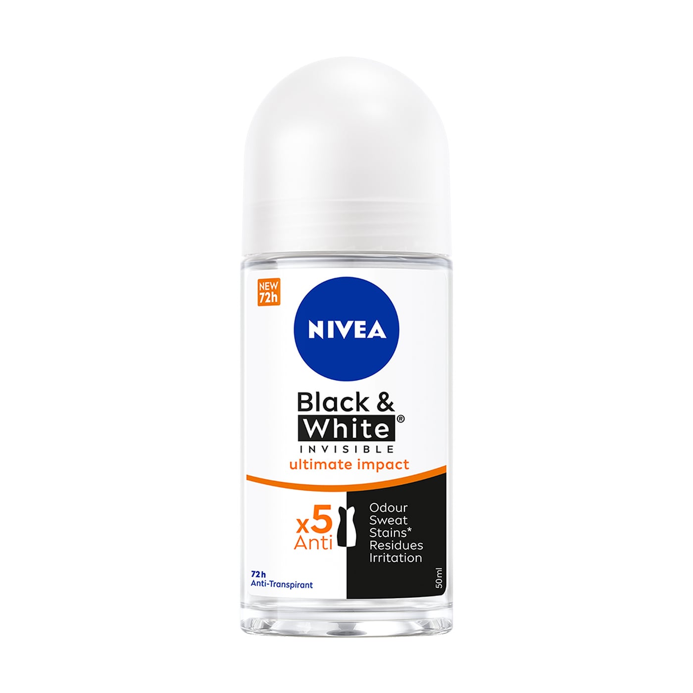 Антиперспірант NIVEA Чорне та Біле невидимий: Ultimate Impact, кульковий, 50 мл