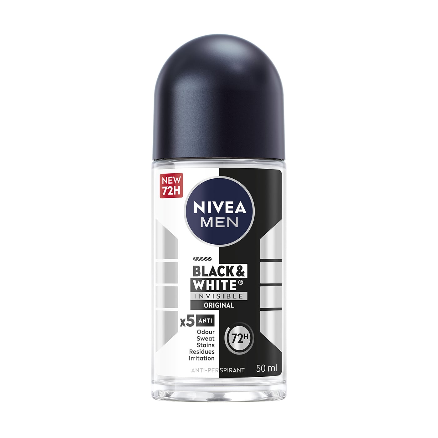 Антиперспірант NIVEA MEN Чорне та Біле невидимий: класичний, кульковий, 50 мл