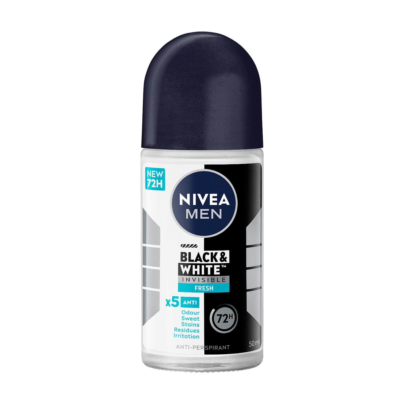 Антиперспірант NIVEA MEN Чорне та Біле невидимий: свіжий, кульковий, 50 мл