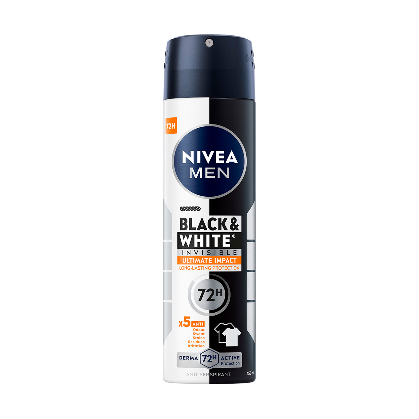 Антиперспірант-спрей NIVEA MEN Black &amp; White Invisible Ultimate Impact Чорне та біле, невидимий, 150 мл