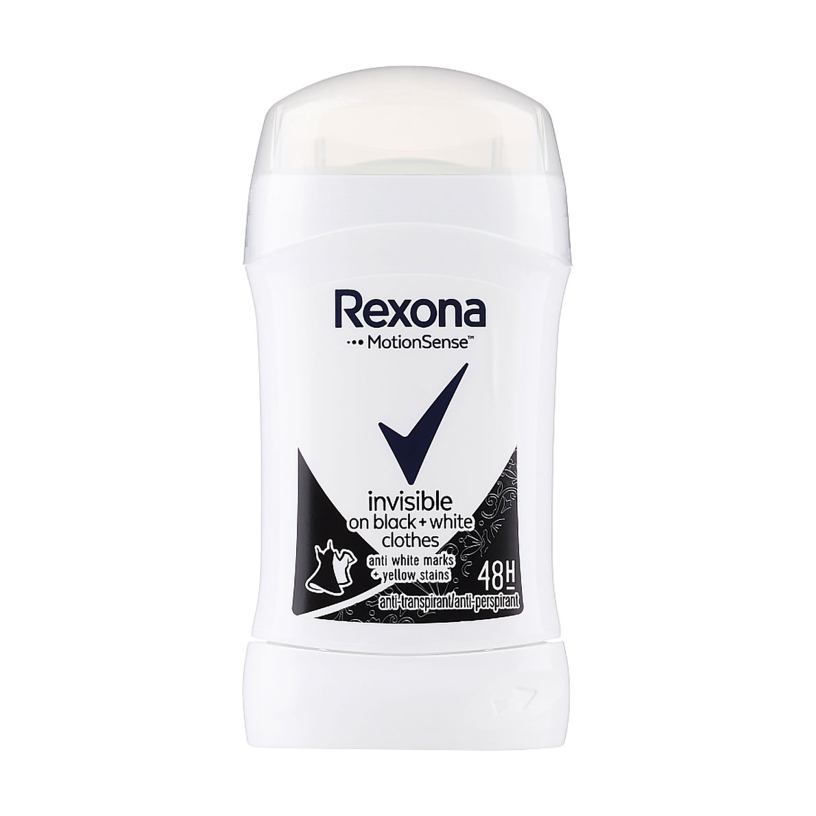 Антиперспірант-стік Rexona Invisible on Вlack + White 48Н для чорного та білого, жіночий, 40 мл