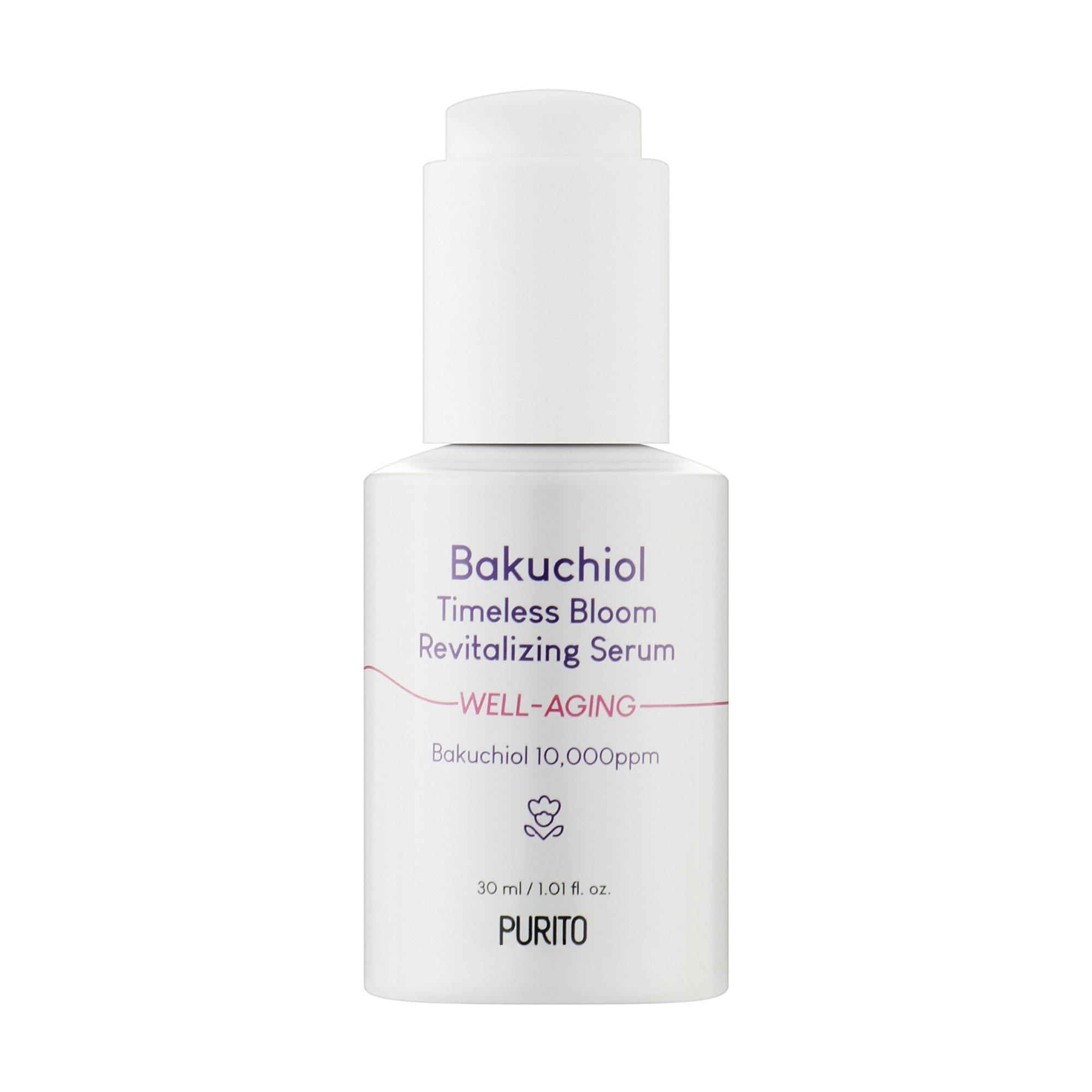 Антивікова cироватка для обличчя Purito Bakuchiol Timeless Bloom Revitalizing Serum з бакучіолом, 30 мл