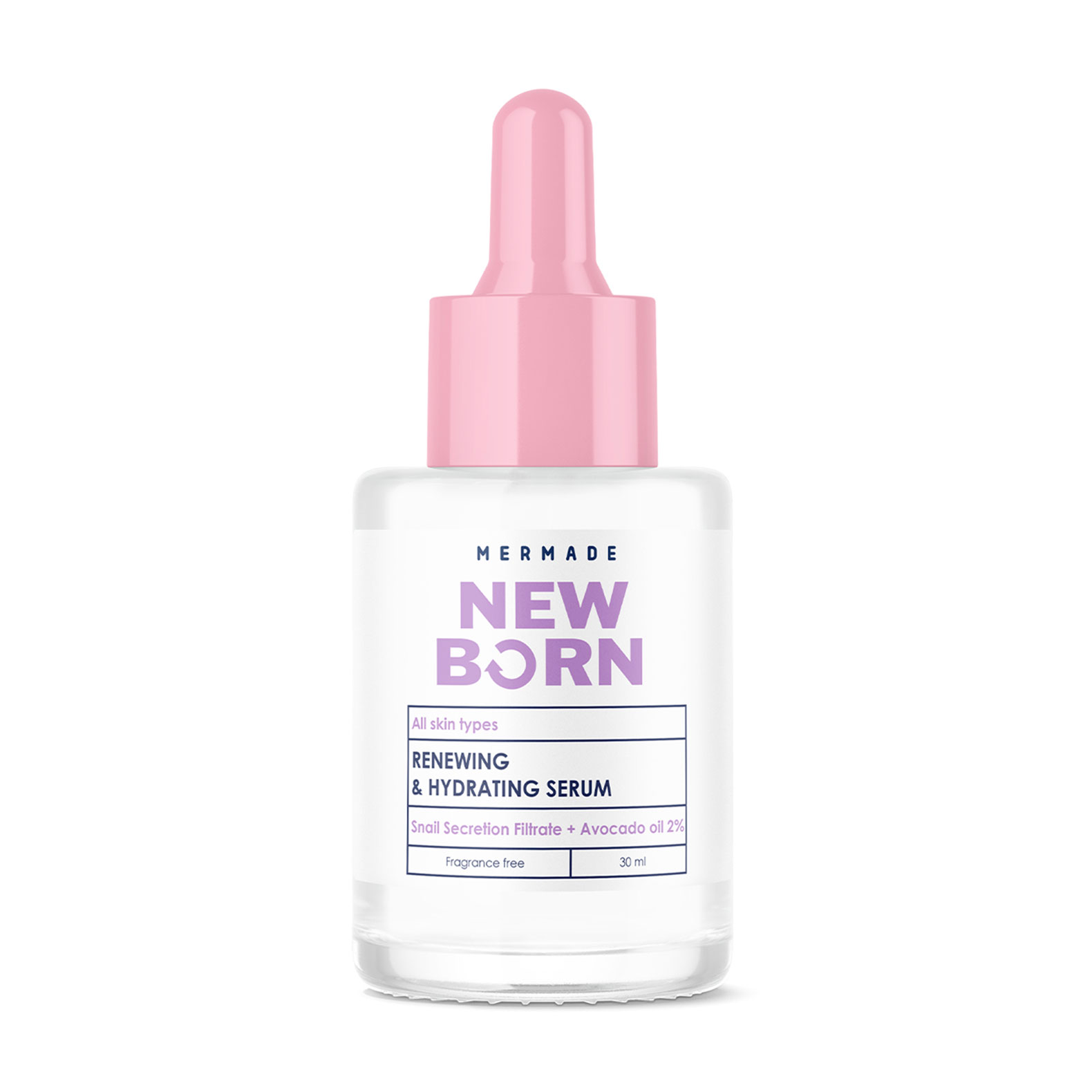 Антивікова сироватка для обличчя Mermade New Born Renewing &amp; Hydrating Serum з муцином равлика та олією авокадо, 30 мл