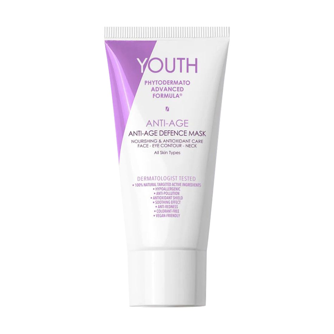 Антивікова захисна маска для обличчя, шкіри навколо очей та шиї YOUTH Anti-Age Defence Mask для всіх типів шкіри, 50 мл