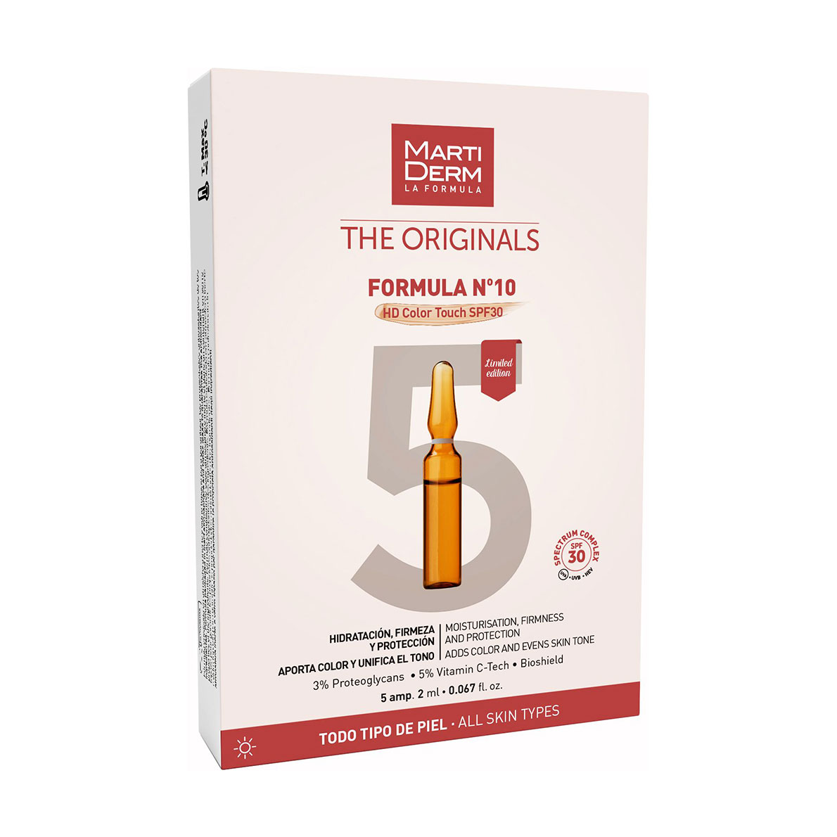 Антивікові ампули для обличчя MartiDerm Originals Formula N10 HD Color Touch SPF 30, 5*2 мл
