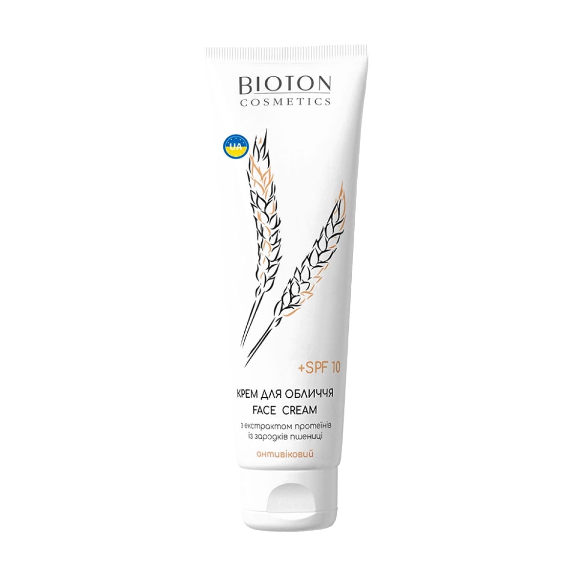Антивіковий крем для обличчя Bioton Cosmetics Face Cream, SPF 10, з екстрактом протеїнів із зародків пшениці, 100 мл
